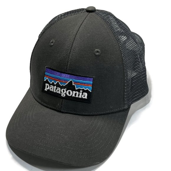 Patagonia P-6 Logo Trucker Hat Gray Adjustable Snapback Mesh Cap 38017 - Picture 2 of 8